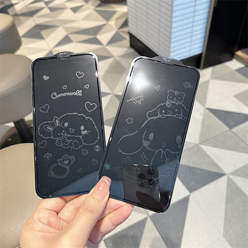 可爱玉桂狗适用iphone16/17/18promax手机膜苹果13/14/15Pro高清息影膜15plus全覆盖玻璃12防摔卡通女11/XR