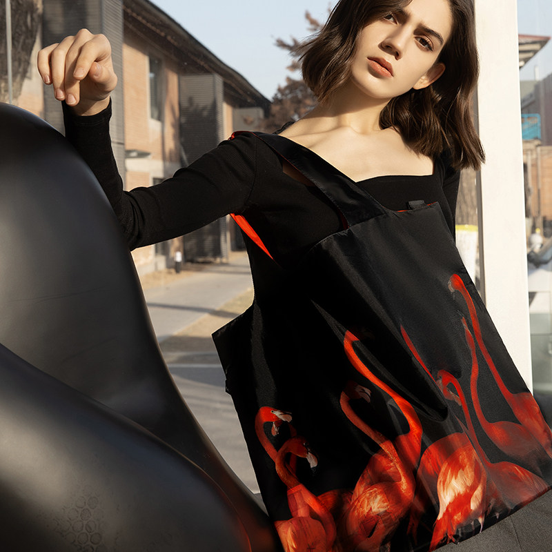 LOQI艺术购物袋轻便折叠环保袋防泼水大容量单肩装书包 火烈鸟群,收纳整理,购物袋/环保袋/帆布袋,淘宝优惠券,粉丝福利购,淘宝优惠卷