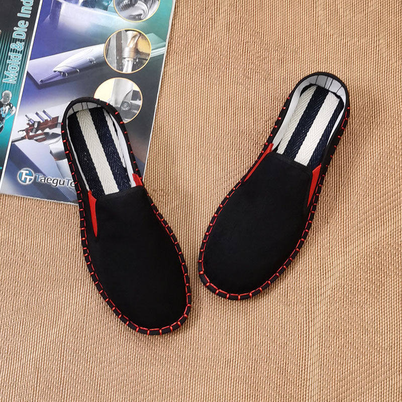 올드 베이징 천 신발 남자 수 놓은 중국 스타일의 부드러운 단독 통기성 수제 XISHAN 슬립 온 게으른 커플 캐주얼 신발