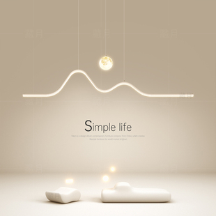 led吊灯创意一字长条高级感餐厅灯客厅卧室灯餐桌灯2025新款 灯具