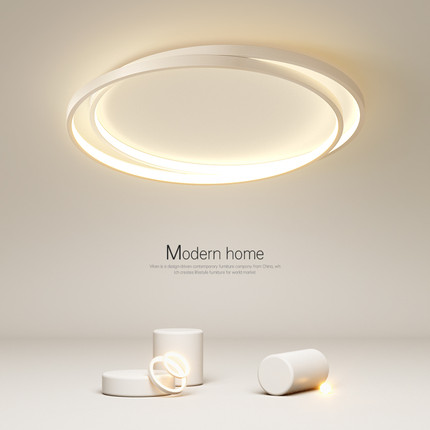 创意主卧室灯简约现代led吸顶灯圆形客厅灯2025新款餐厅房间灯具