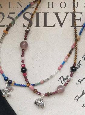 小马小象吊坠新蓝紫色系串珠项链