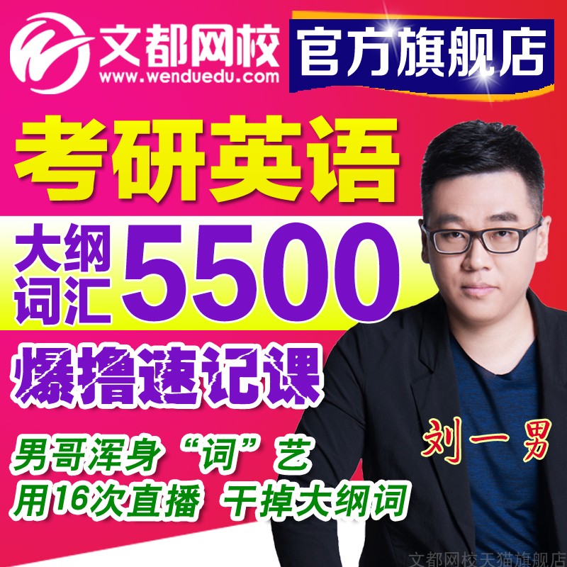 文都网校刘一男词汇速记2019考研英语爆撸大纲5500单词视频网课趧