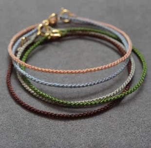 极细手绳手工编织本命年小红绳手链女可穿珠黄金饰品脚链