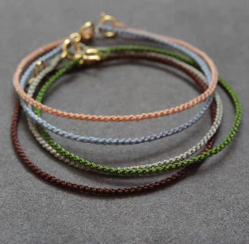 极细手绳手工编织本命年小红绳手链女可穿珠黄金饰品脚链