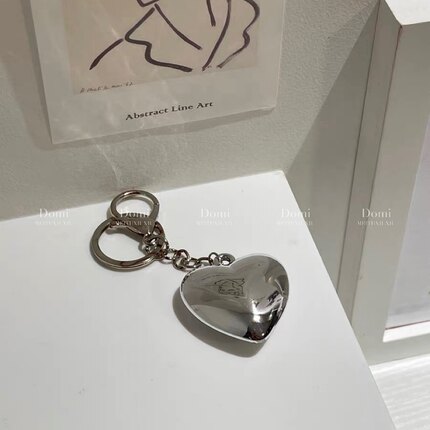 ins风时尚简约设计金属立体空心大爱心吊坠钥匙扣女礼物包包挂件
