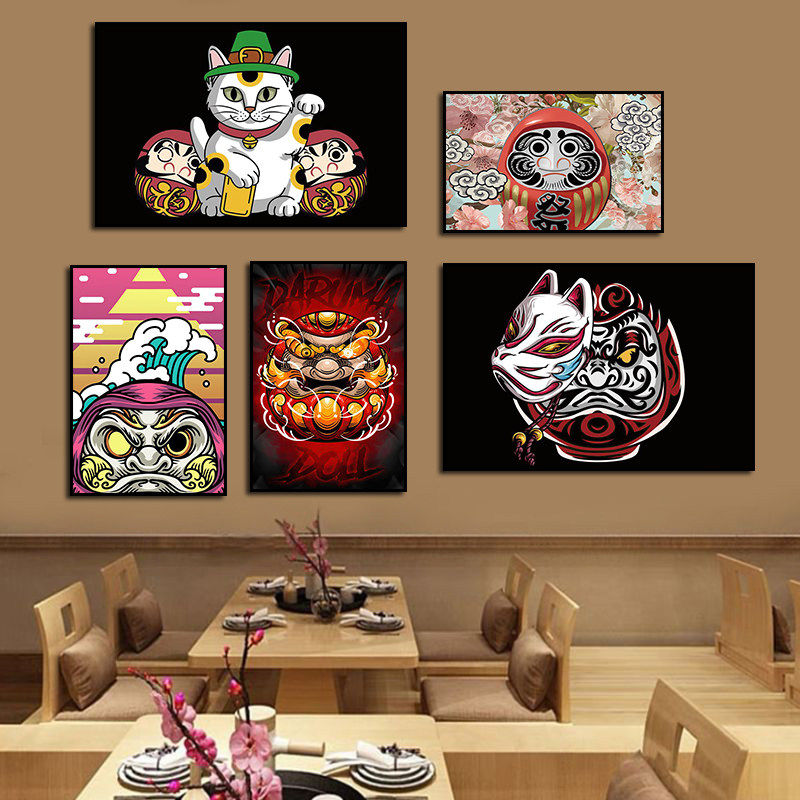 日式装饰画饭厅浮世绘和风挂画日本拉面店日料寿司店潮流达摩壁画