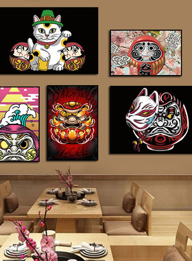 日式装饰画饭厅浮世绘和风挂画日本拉面店日料寿司店潮流达摩壁画