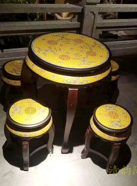 陶瓷桌凳青花粉彩整套家居厅院摆件品高档景德镇一桌4凳6凳瓷定制