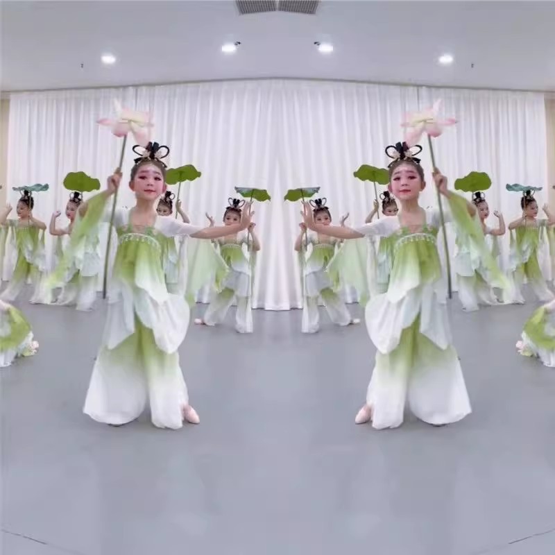 江南可采莲古典舞演出服渐变纱衣练功服表演服古风中国风舞蹈服女