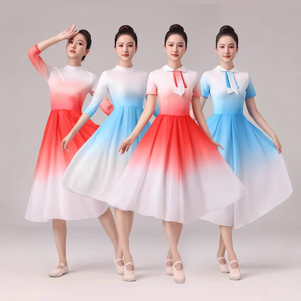 现代舞演出服女青春活力开场舞连衣裙中学生合唱团朗诵歌伴舞蹈服