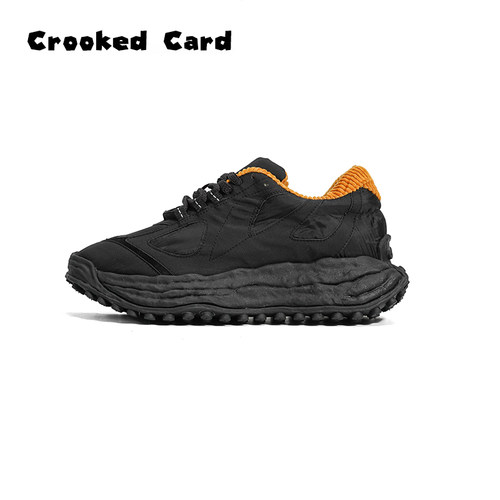 CrookedCard新款真皮休闲厚底增高老爹鞋情侣同款时尚女鞋百搭潮