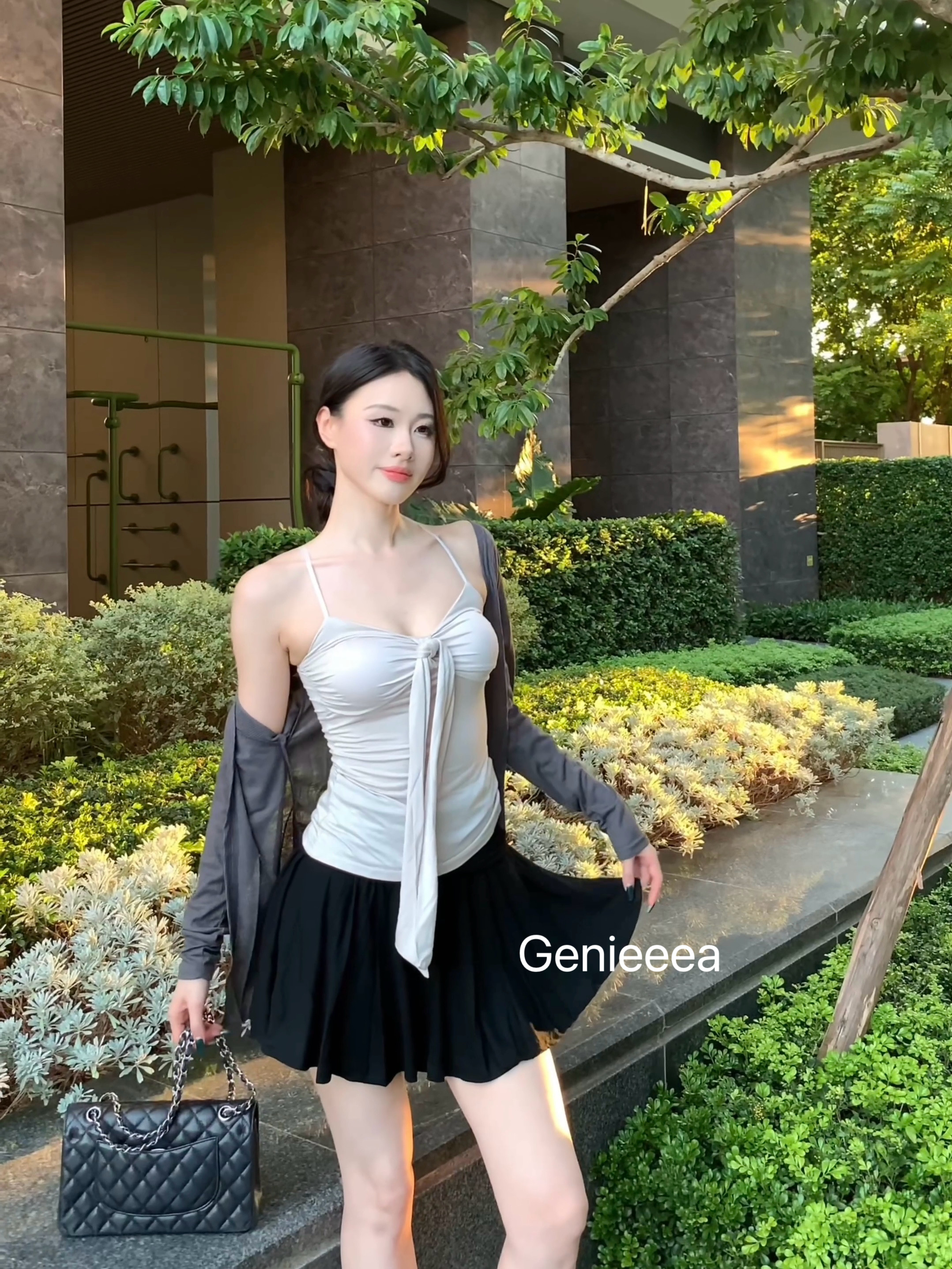 Genieeea吉妮的宝藏 松弛慵懒大姐姐吊带开衫半裙三件套套装