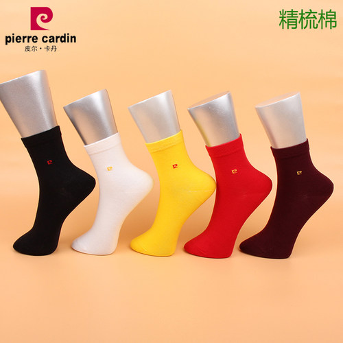 满3双包邮 皮尔卡丹女棉袜PC816 精梳棉  秋冬中厚 大红喜庆新年