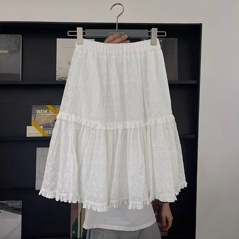 现韩国东大门代购2025夏季TARA BY MOTION-a减龄花边刺绣半身裙