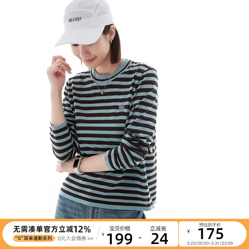 CLOUDSPACE【船长毛衫】撞色谷波条纹经典圆领毛衣春季套头