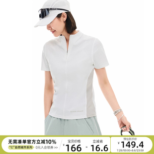 显瘦上衣 CLOUDSPACE 肌底T 棉莱赛尔小立领T恤女短袖 2025夏短款