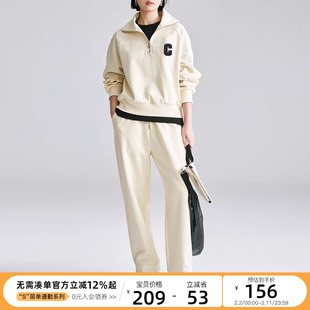 CLOUDSPACE【老友汇】百搭显高松紧腰宽松阔腿裤春季休闲裤女下装