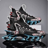 跑步鞋 黑色轻质学生运动鞋 男款 春夏季 潮 减震网面透气跑鞋 椰子大码