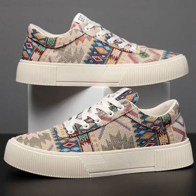 加宽肥帆布鞋男48春夏季特大码小众印花板鞋男士4647运动休闲潮鞋