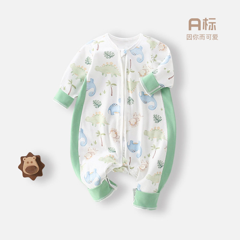 婴儿睡袋春季a类全棉宝宝睡衣拉链式防踢被春秋长袖宝宝分腿睡袋