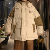 Z2965-P100冬季棉服新款oversize学生拼接加厚棉衣复古休闲棉袄，男装棉衣，电商C233B