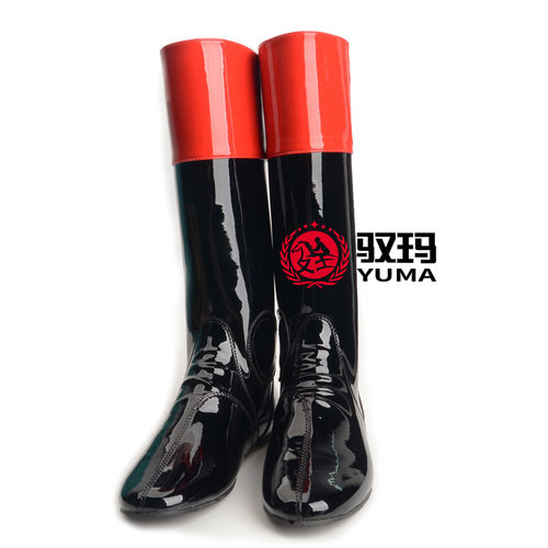 驭玛漆皮速度赛靴牛皮马术靴赛靴