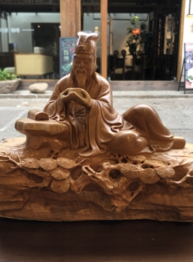 奇木手作黄杨木雕全手工太乙真人摆件实木雕刻工艺品家居装饰摆件