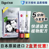 日本进口原装 美源发采植物白发染发剂纯自然黑色一梳黑发霜染发膏