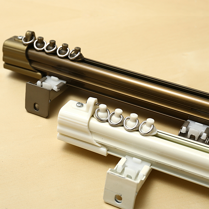 白色窗帘轨道 滑道 铝合金静音直轨 滑轨 单轨双轨弯轨窗幔轨包邮