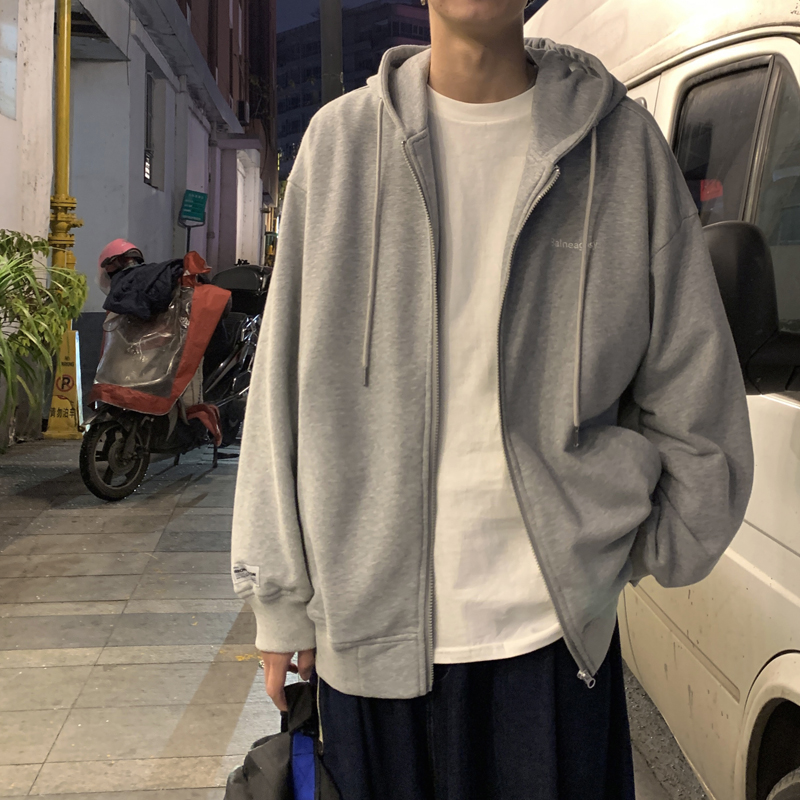 美丽的脏店春秋韩版潮流字母连帽开衫卫衣外套港风bf宽松运动卫衣
