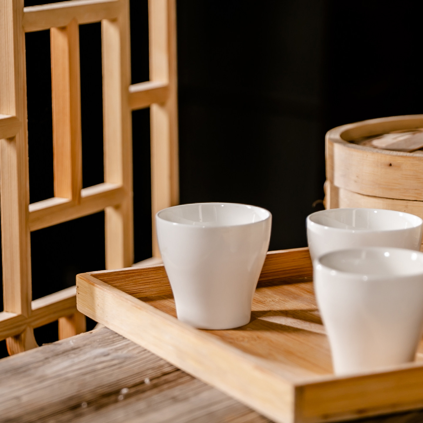 白色陶瓷茶杯商用餐厅水杯酒店高档餐饮陶瓷酒杯餐具简约套装茶具