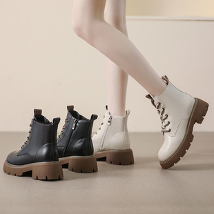 高跟小个子短靴女加绒增高 女鞋 小码 马丁靴女313233厚底英伦风31码