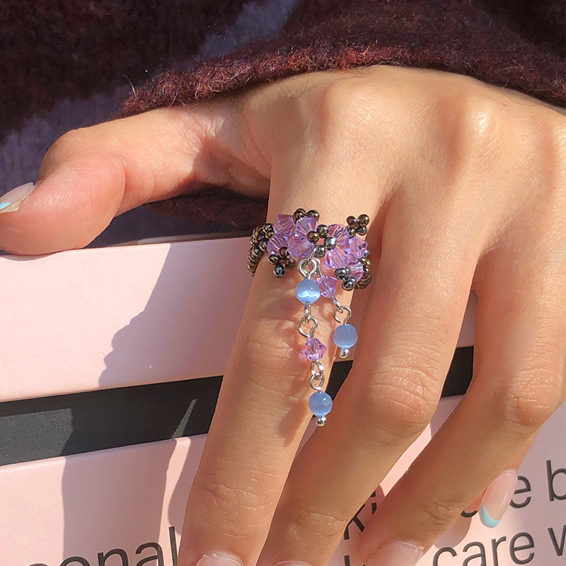 韩国小众手工蝴蝶吊坠戒指俏皮