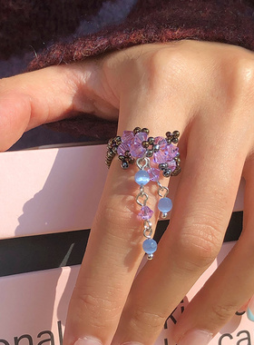 虞书欣同款Monote韩国swingset小众手工蝴蝶吊坠戒指甜美可爱活泼