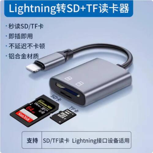 适用SD卡TF卡安卓苹果手机专用读卡器单反微单数码相机ccd读卡器