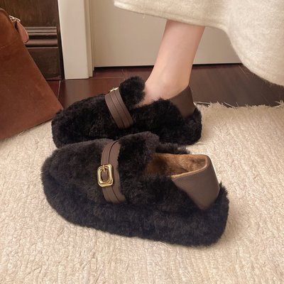 法式玛丽珍毛毛鞋女外穿加绒