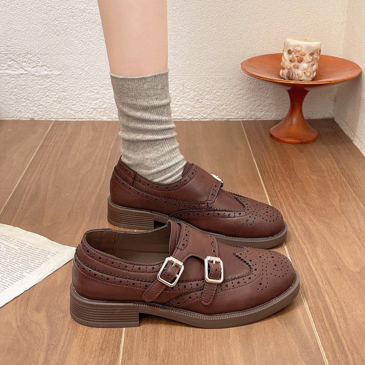 平底布洛克雕花乐福鞋女2026新款春季爆款一脚蹬女鞋英伦风小皮鞋,女鞋,深口单鞋,淘宝优惠券,粉丝福利购,淘宝优惠卷