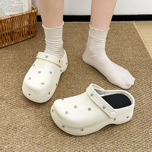 厚底两穿凉拖鞋 高级感黑鞋 洞洞凉鞋 女外穿2026春夏新款 包头半拖鞋