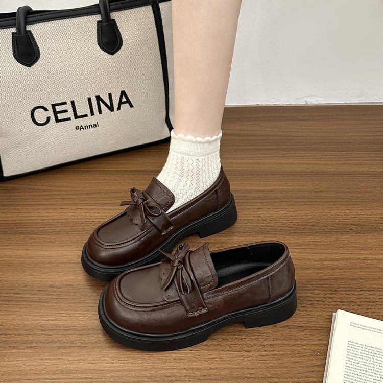 厚底蝴蝶结乐福鞋女2025冬季