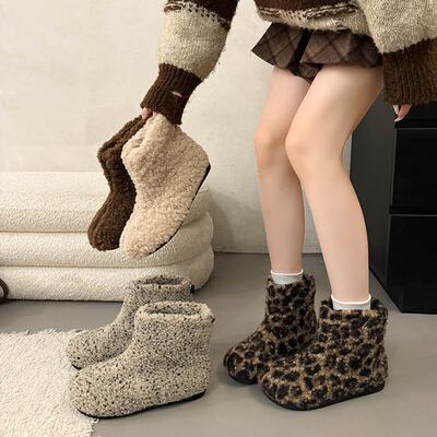 厚底内增高毛毛雪地靴女