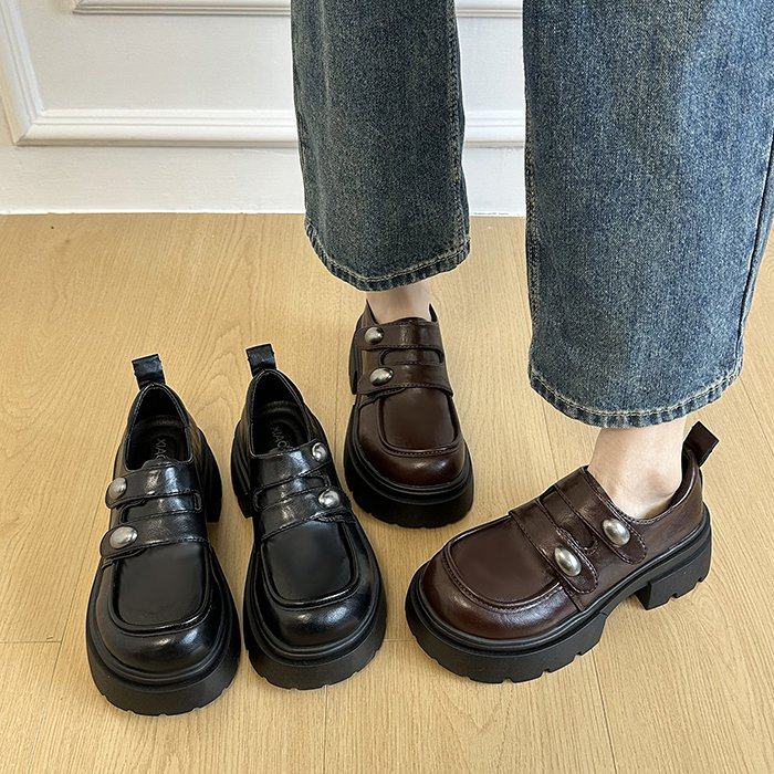 真皮厚底松糕小皮鞋2026新款春季英伦风乐福鞋百搭增高日系jk单鞋,女鞋,深口单鞋,淘宝优惠券,粉丝福利购,淘宝优惠卷