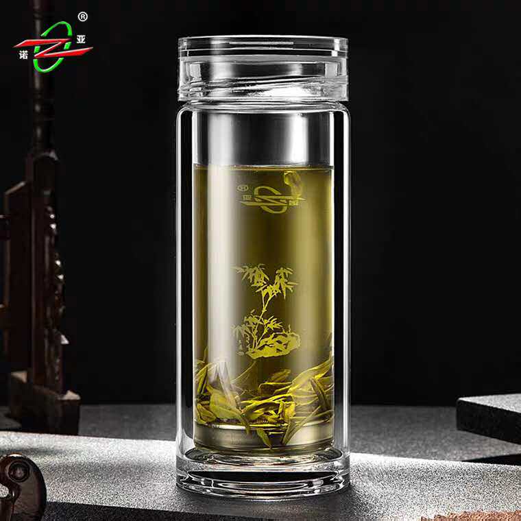 诺亚口杯正品300ml诺亚口杯水晶玻璃杯双层玻璃杯定制商务便携杯