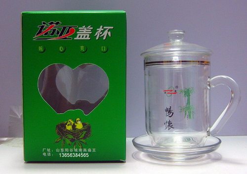诺亚水晶玻璃盖杯办公茶水分离