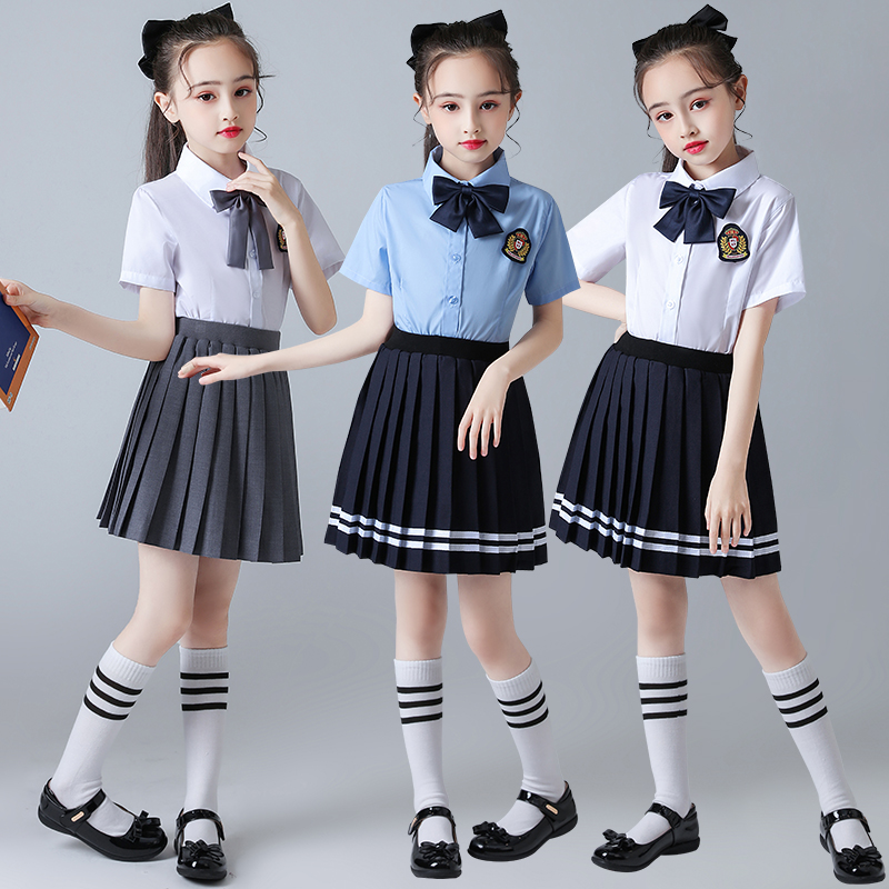 六一儿童节英伦学院风合唱演出服校服套装诗歌朗诵夏季衬衫表演服