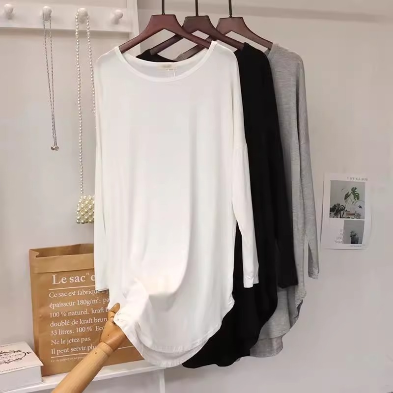 巨显瘦，遮肚藏肉莫代尔长袖T恤