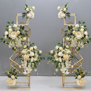 新款电镀几何落地摆件婚庆道具路引彷真花艺商场橱窗KTV车展布置