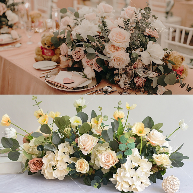 酒店餐廳桌婚慶仿真花藝ktv會議