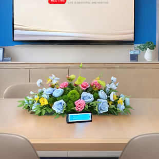 会议室桌面摆花假花仿真花摆设会议桌洽谈桌装饰花艺签约桌花摆件