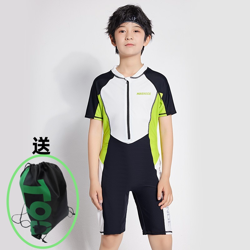 中小学生儿童男孩中大童青少年连体平角专业训练速干胖童游泳衣装